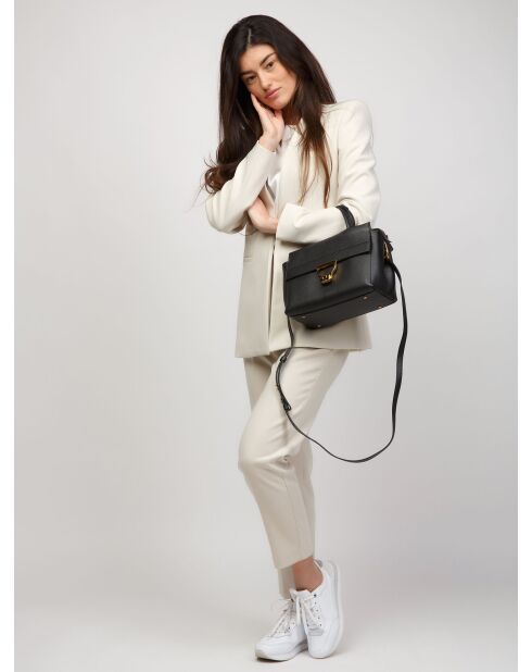 Arlettis Handtasche aus schwarzem genarbtem Leder - 24x19x14 cm