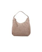Rebekka Schultertasche aus warmem taupefarbenem Veloursleder - 38x24x12 cm