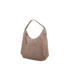 Rebekka Schultertasche aus warmem taupefarbenem Veloursleder - 38x24x12 cm