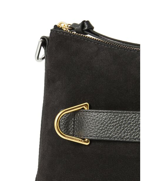 Gretel Schultertasche aus PU-Veloursleder und schwarzem Veloursleder - 25x19x10 cm