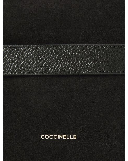 Gretel Schultertasche aus PU-Veloursleder und schwarzem Veloursleder - 25x19x10 cm