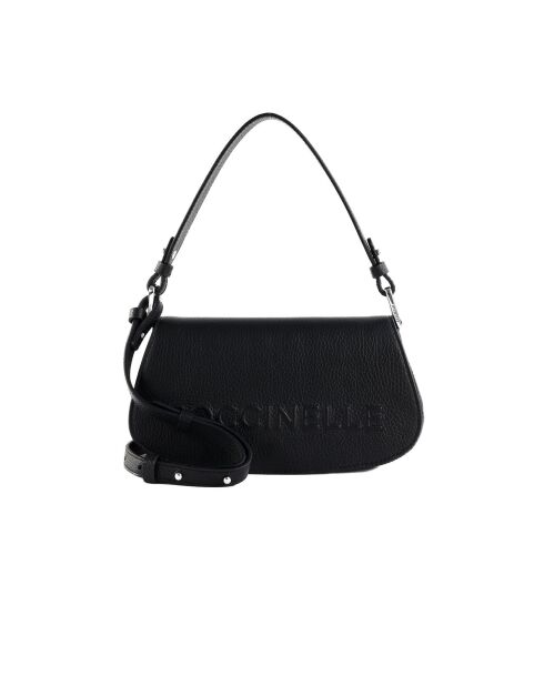 Bandolera Myrtha de piel granulada negra - 23x12x4 cm