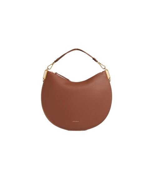 Bolso de mano Sunup de piel granulada con doble coñac - 38x26x5 cm