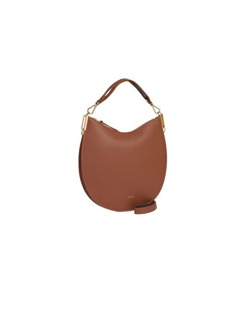 Bolso de mano Sunup de piel granulada con doble coñac - 38x26x5 cm