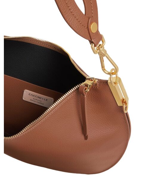 Bolso de mano Sunup de piel granulada con doble coñac - 38x26x5 cm