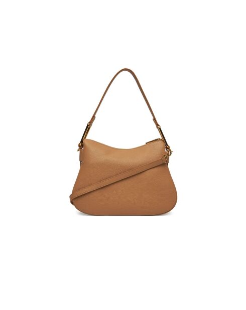 Weiche Schultertasche Magie aus nudefarbenem genarbtem Leder - 30x21x9 cm