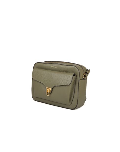 Sac bandoulière souple  Beat en cuir grainé laurel green - 26x20x8.5 cm