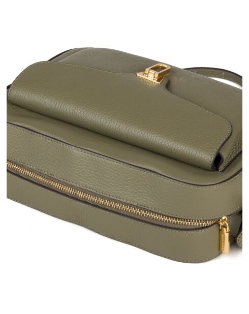 Sac bandoulière souple  Beat en cuir grainé laurel green - 26x20x8.5 cm