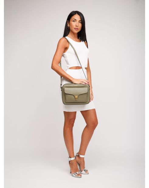 Sac bandoulière souple  Beat en cuir grainé laurel green - 26x20x8.5 cm