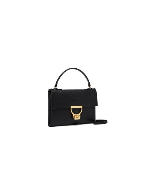 Arlettis Handtasche aus schwarzem genarbtem Leder - 21,5x15x2 cm