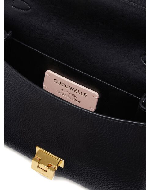 Arlettis Handtasche aus schwarzem genarbtem Leder - 21,5x15x2 cm