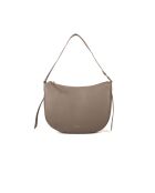 C-Easy Schultertasche aus warmem, genarbtem Leder in Taupe - 34x26x5 cm