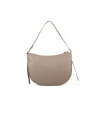 C-Easy Schultertasche aus warmem, genarbtem Leder in Taupe - 34x26x5 cm