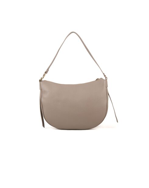 C-Easy Schultertasche aus warmem, genarbtem Leder in Taupe - 34x26x5 cm