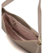 C-Easy Schultertasche aus warmem, genarbtem Leder in Taupe - 34x26x5 cm