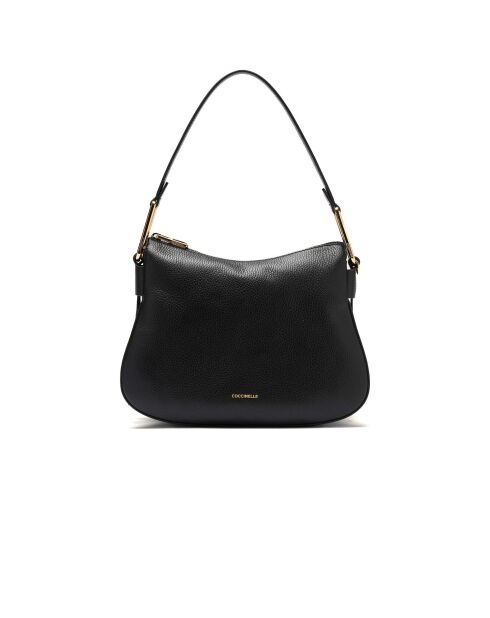 Weiche Schultertasche Magie aus schwarzem genarbtem Leder - 30x21x9 cm