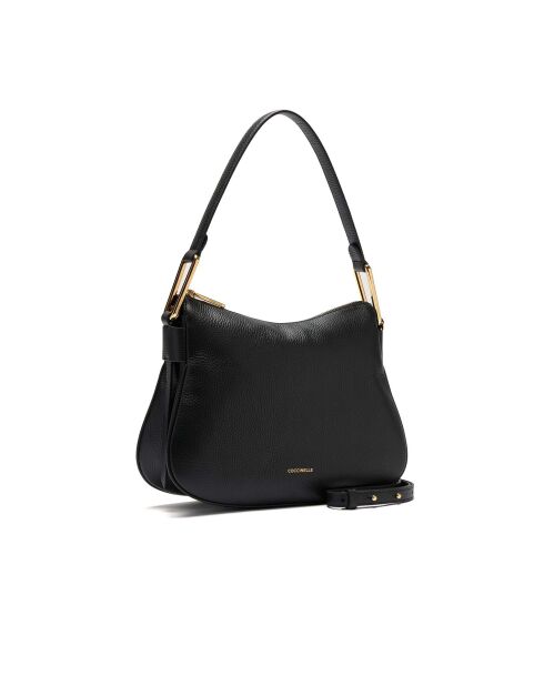 Weiche Schultertasche Magie aus schwarzem genarbtem Leder - 30x21x9 cm