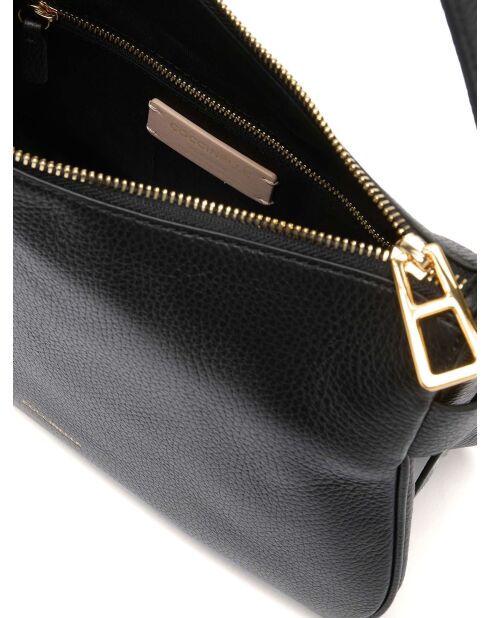 Weiche Schultertasche Magie aus schwarzem genarbtem Leder - 30x21x9 cm