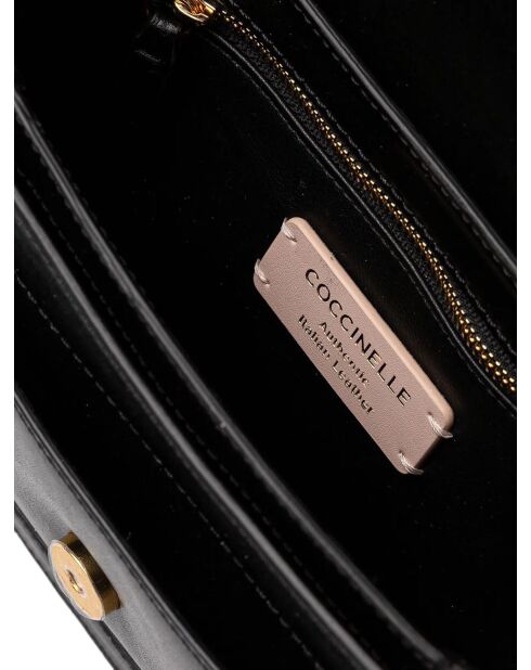 C-Me Schultertasche aus glattem schwarzem Kalbsleder - 21x17x6 cm