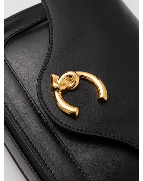 C-Me Schultertasche aus glattem schwarzem Kalbsleder - 21x17x6 cm