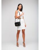 C-Me Schultertasche aus glattem schwarzem Kalbsleder - 21x17x6 cm