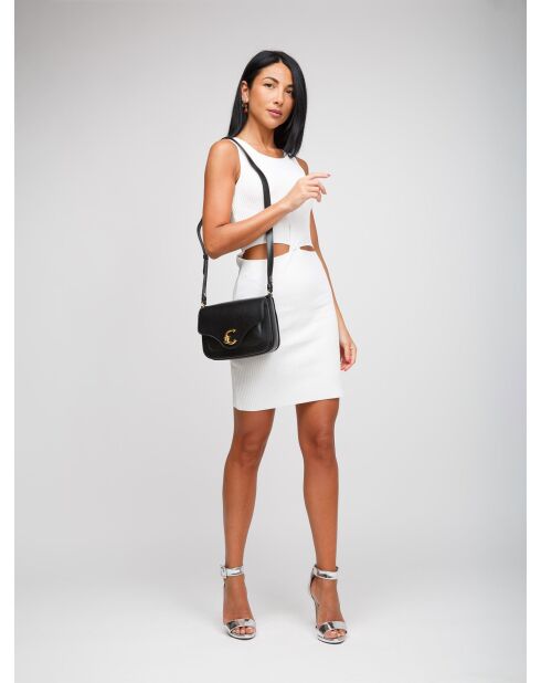 C-Me Schultertasche aus glattem schwarzem Kalbsleder - 21x17x6 cm