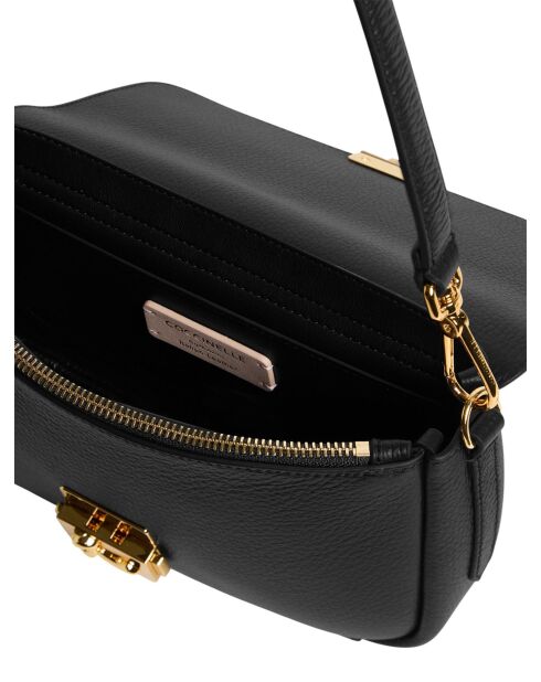 Sac porté épaule  C-Me Lock en cuir grainé noir - 24x12x5 cm