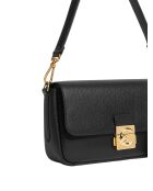 C-Me Lock schoudertas in zwart generfd leer - 24x12x5 cm