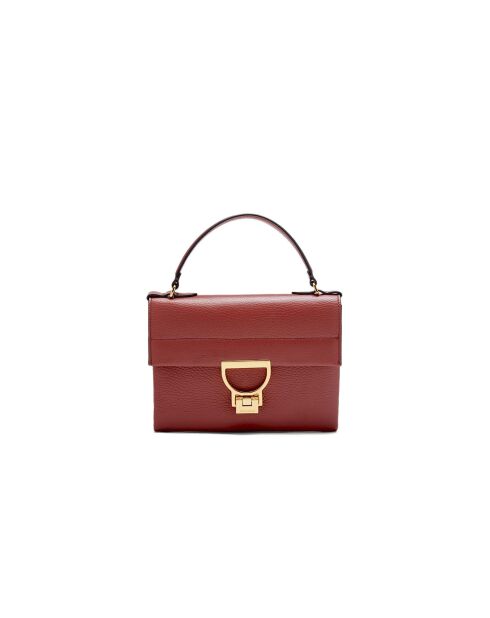 Bolso Arlettis de piel granulada color brandy - 21,5x15x2 cm
