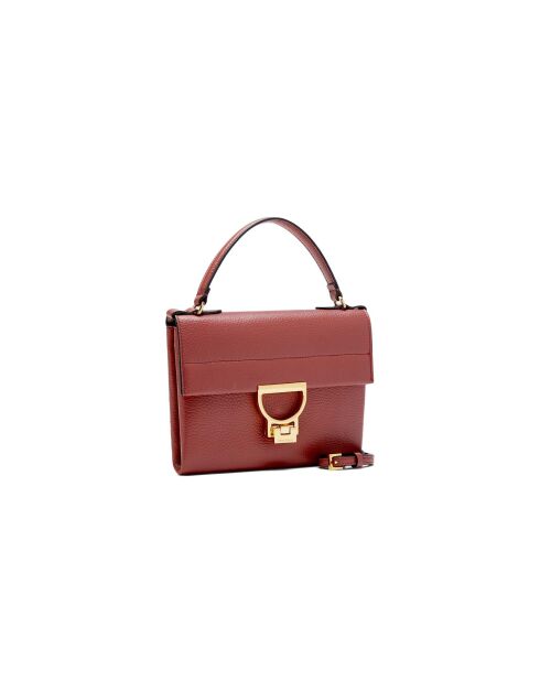 Bolso Arlettis de piel granulada color brandy - 21,5x15x2 cm