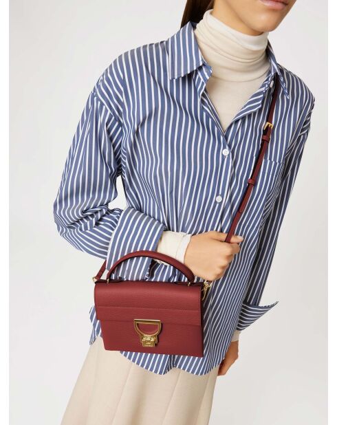 Bolso Arlettis de piel granulada color brandy - 21,5x15x2 cm