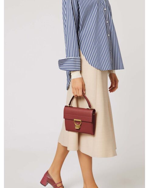 Bolso Arlettis de piel granulada color brandy - 21,5x15x2 cm