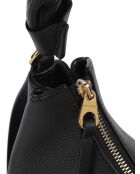 Bohème Grana dubbele schoudertas in zwart dubbelgenerfd leer - 30x15,5x10 cm