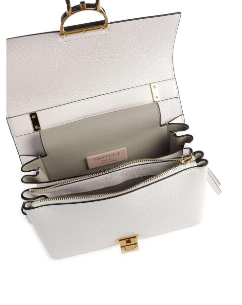 Arlettis Schultertasche aus weißem genarbtem Leder - 23x17x7 cm