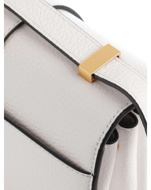 Arlettis Schultertasche aus weißem genarbtem Leder - 23x17x7 cm