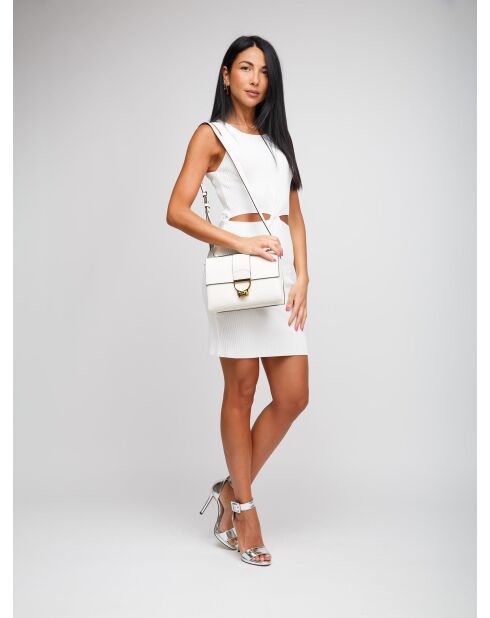 Arlettis Schultertasche aus weißem genarbtem Leder - 23x17x7 cm