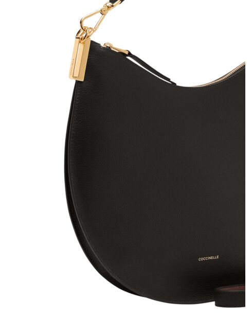 Sunup Handtasche aus doppelt genarbtem Leder in Schwarz - 38x26x5 cm