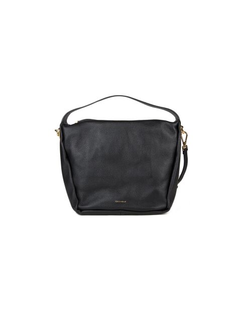 Bandolera Oliver de piel granulada negra - 30x27x17 cm