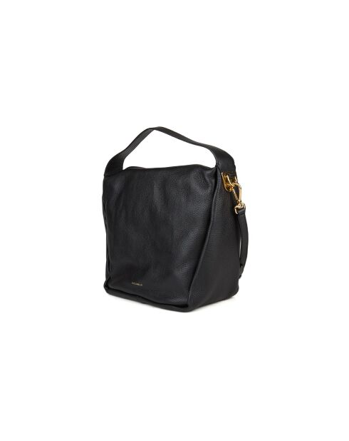 Bandolera Oliver de piel granulada negra - 30x27x17 cm