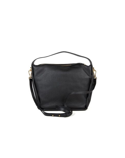 Bandolera Oliver de piel granulada negra - 30x27x17 cm