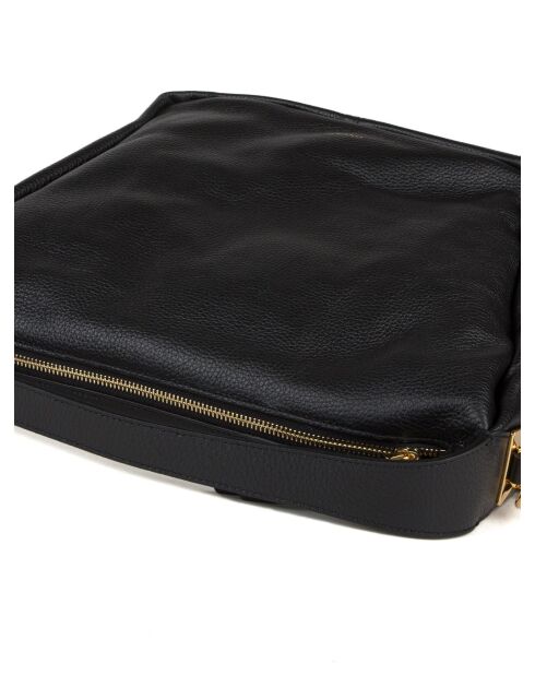 Bandolera Oliver de piel granulada negra - 30x27x17 cm