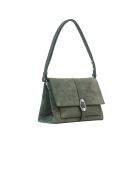 Bolso de hombro Dorian alga en gamuza - 25x18x10 cm