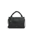 Bohemian Grana Doppelhandtasche aus schwarzem doppelt genarbtem Leder - 33x23x12 cm