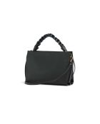 Bohemian Grana Doppelhandtasche aus schwarzem doppelt genarbtem Leder - 33x23x12 cm