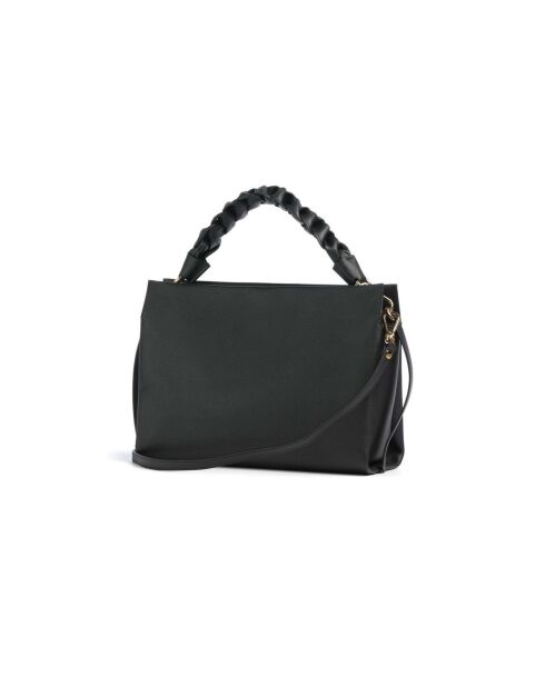 Bohemian Grana Doppelhandtasche aus schwarzem doppelt genarbtem Leder - 33x23x12 cm