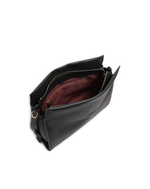 Bohemian Grana Doppelhandtasche aus schwarzem doppelt genarbtem Leder - 33x23x12 cm