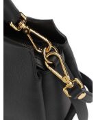 Bohemian Grana Doppelhandtasche aus schwarzem doppelt genarbtem Leder - 33x23x12 cm