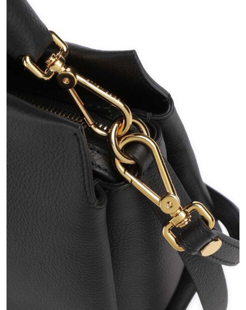 Bohemian Grana Doppelhandtasche aus schwarzem doppelt genarbtem Leder - 33x23x12 cm