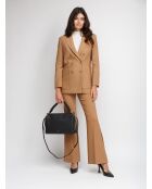 Bohemian Grana Doppelhandtasche aus schwarzem doppelt genarbtem Leder - 33x23x12 cm