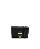 Arlettis Schultertasche aus genarbtem Leder in Schwarz - 23x17x7 cm